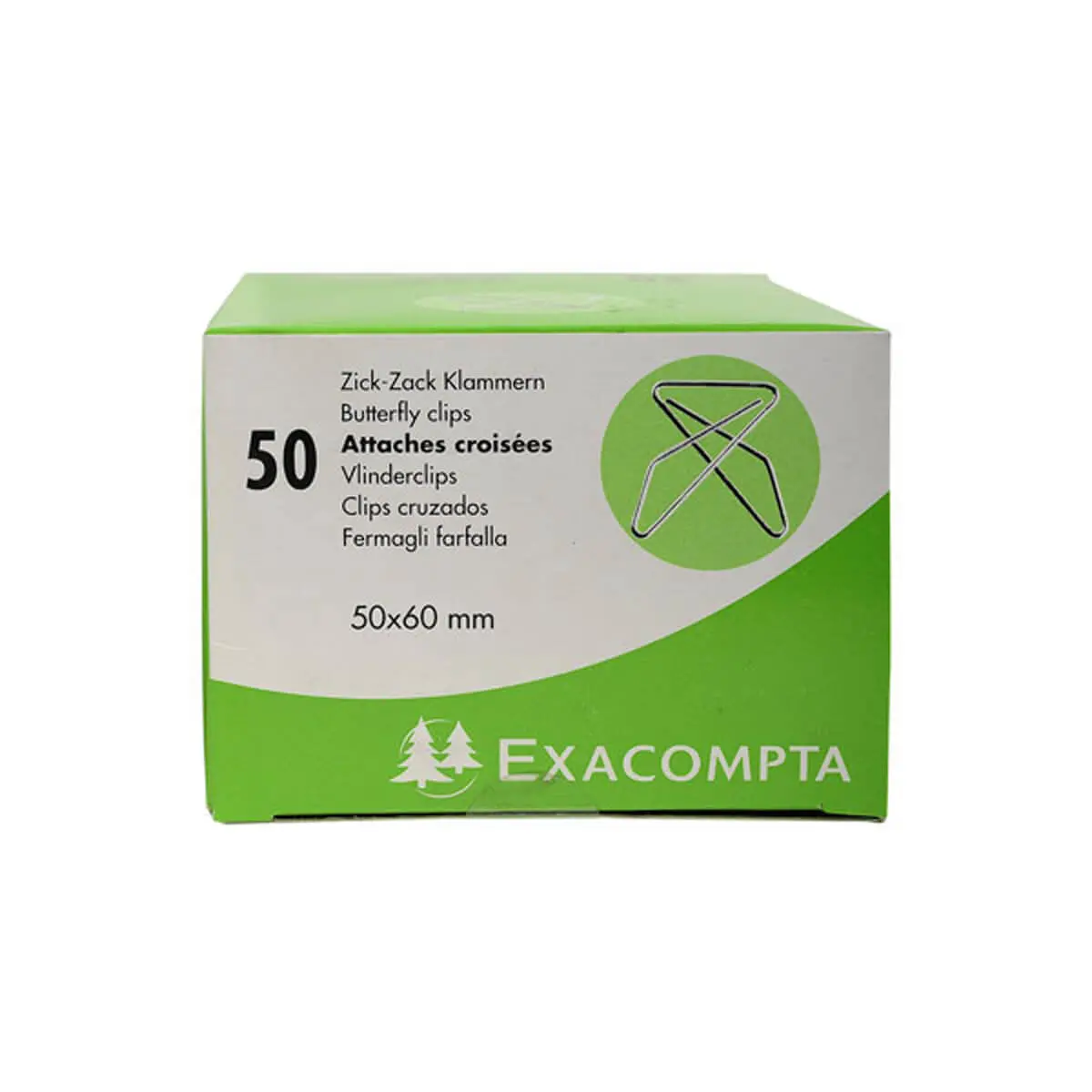 Boîte de 50 attaches croisées 50x60mm - Argent - EXACOMPTA photo du produit