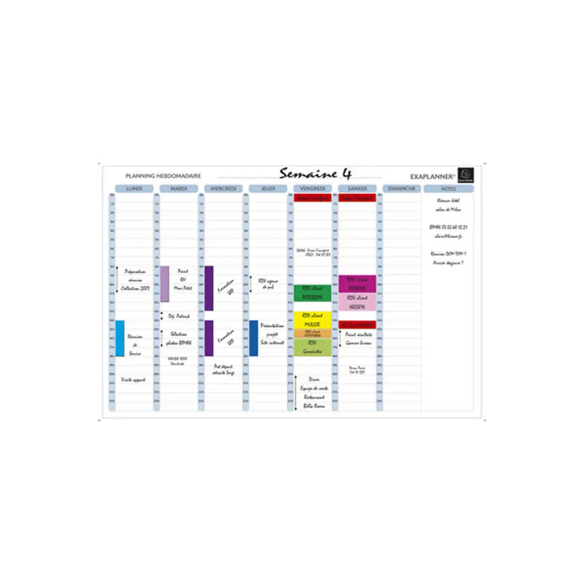 Planning magnétique hebdomadaire - textes en français - Blanc - EXACOMPTA photo du produit
