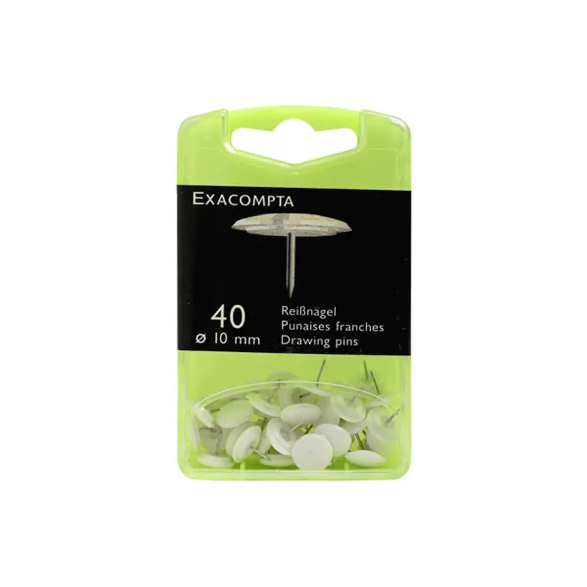 Bo&icirc;te de 40 punaises - Hauteur de pointe 7mm - 10mm de diam&egrave;tre - Blanc - EXACOMPTA photo du produit