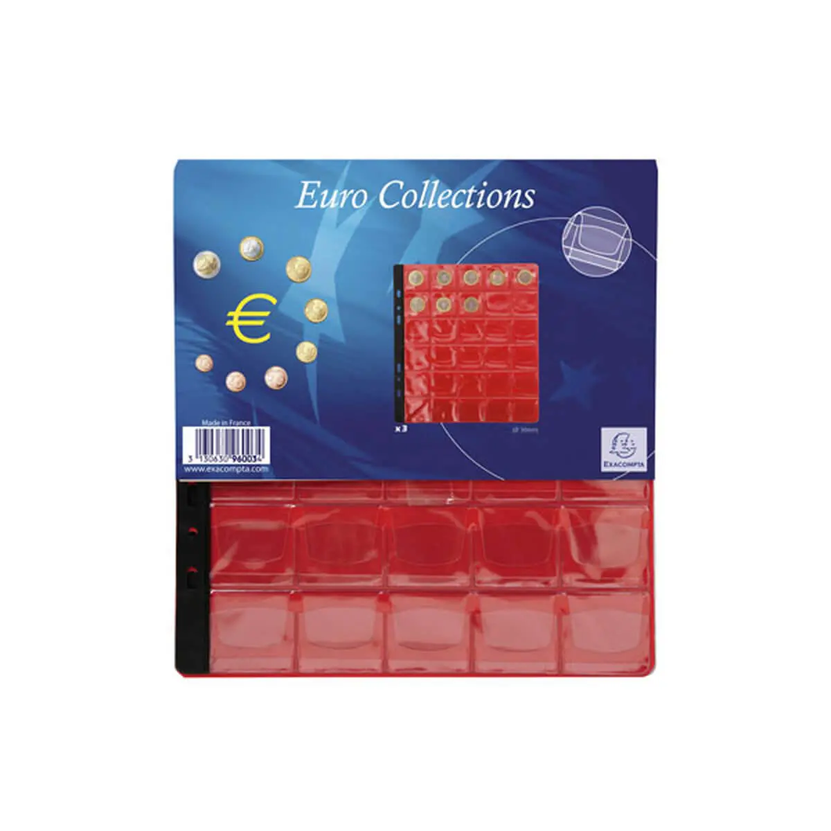 Sachet de 3 recharges numismatiques 30 cases de diamètre 30mm - 24,5x25 cm - Cristal - EXACOMPTA photo du produit