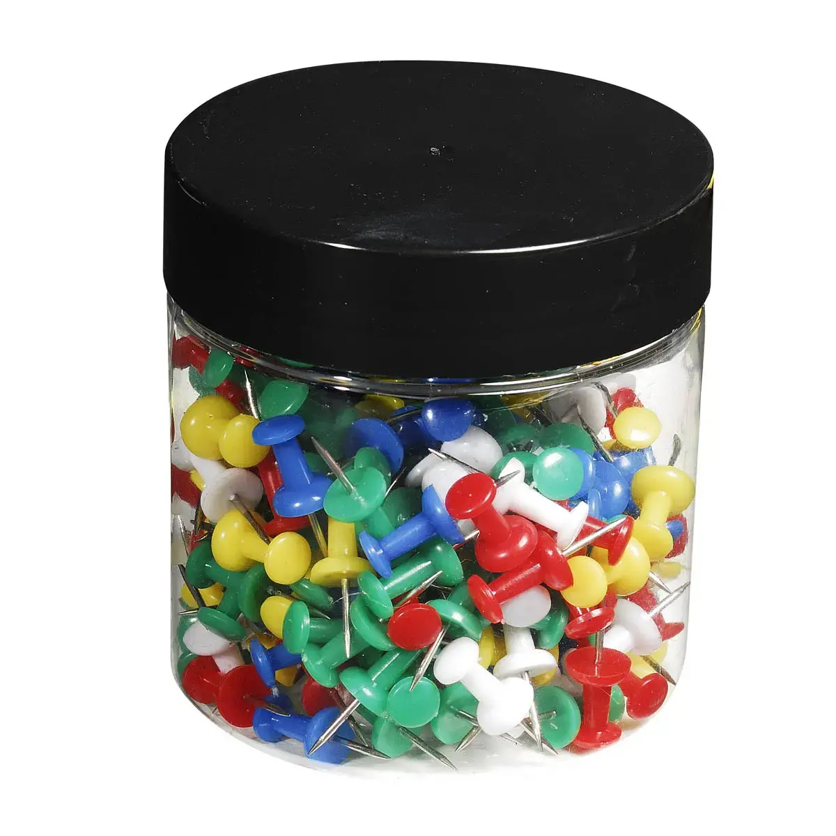 Boîte de 200 épingles Push Pins - Hauteur de pointe 7mm - 10mm de diamètre - Couleurs assorties - EXACOMPTA photo du produit