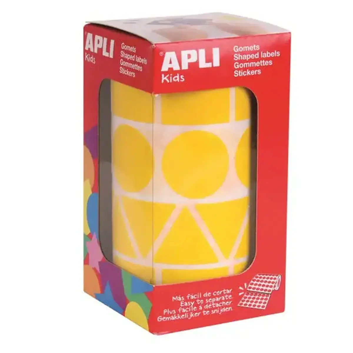 Rouleau de gommettes g&eacute;om&eacute;triques assorties XL jaunes photo du produit