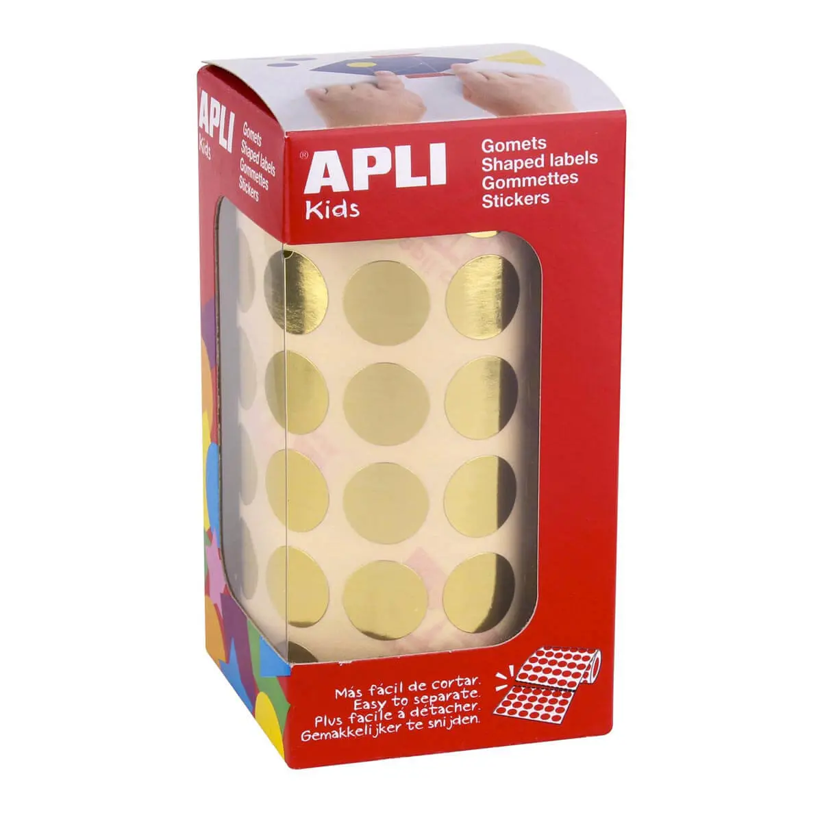 Rouleau gommettes rondes Ø 15 mm métal or photo du produit