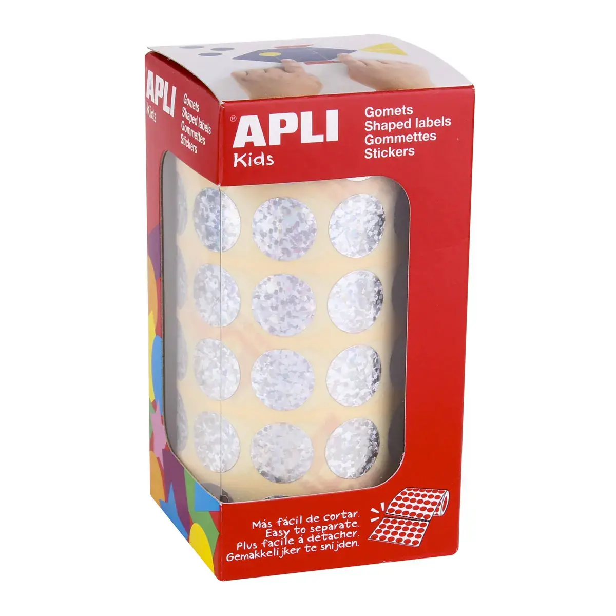 Rouleau gommettes rondes Ø 15 mm holographiques - Apli photo du produit