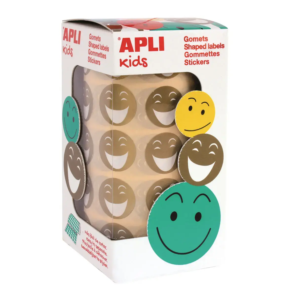 Rouleau gommettes Sourire Ø 20 mm métallisées or photo du produit