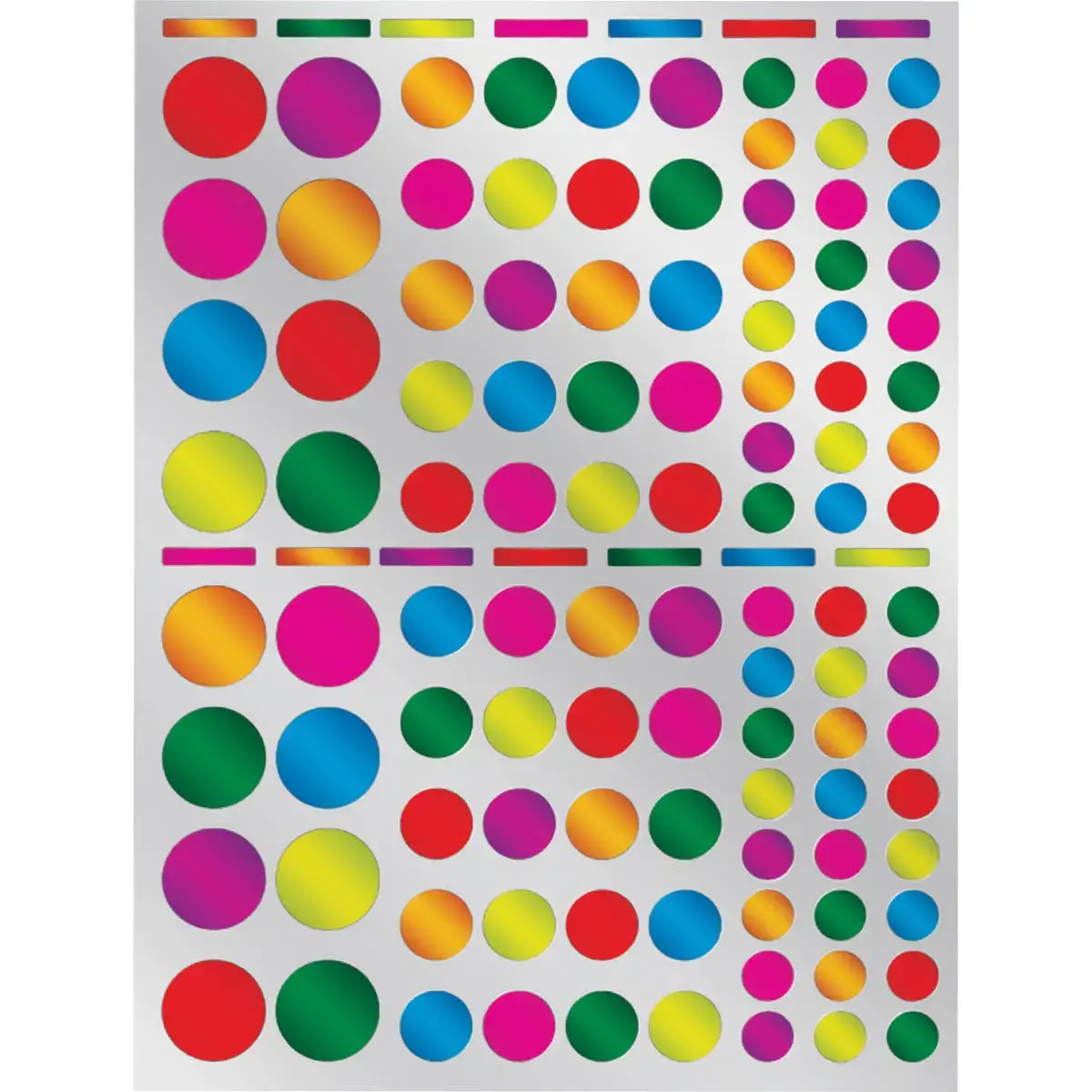 Gommettes rondes permanent multicolores métallisées 6 feuillesles - Apli photo du produit