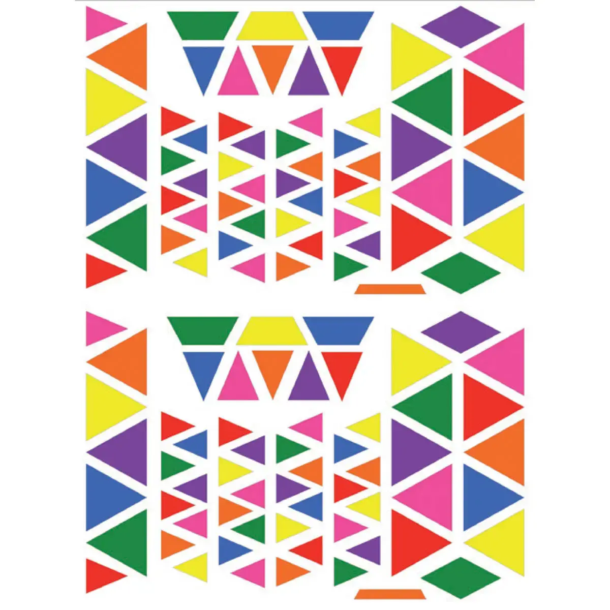Gommettes triangulaires enlevables multicolores 6 feuilles photo du produit