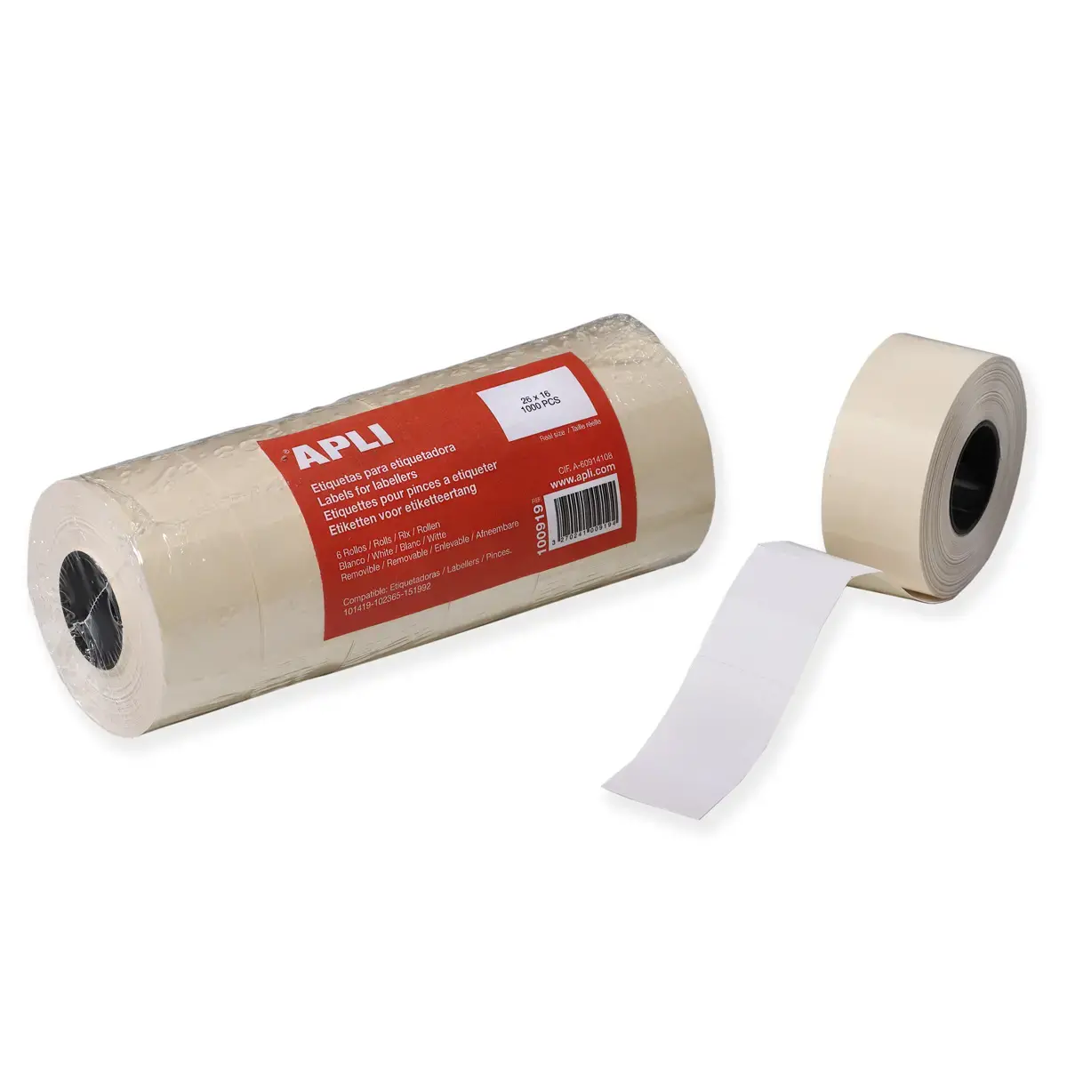 &Eacute;tiquettes rectangles 26 x 16 mm blanc adh&eacute;sif amovible 6 u. photo du produit