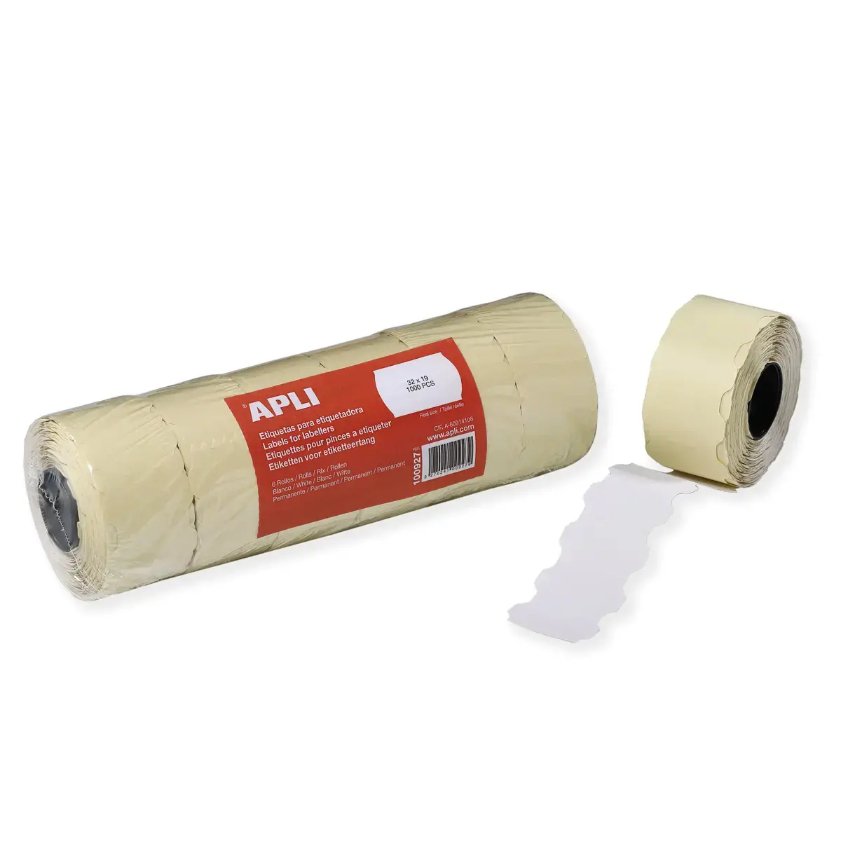 Lot de 6 rlx de 1000 &eacute;tiquettes blanches sinusoidales 32x19 mm photo du produit