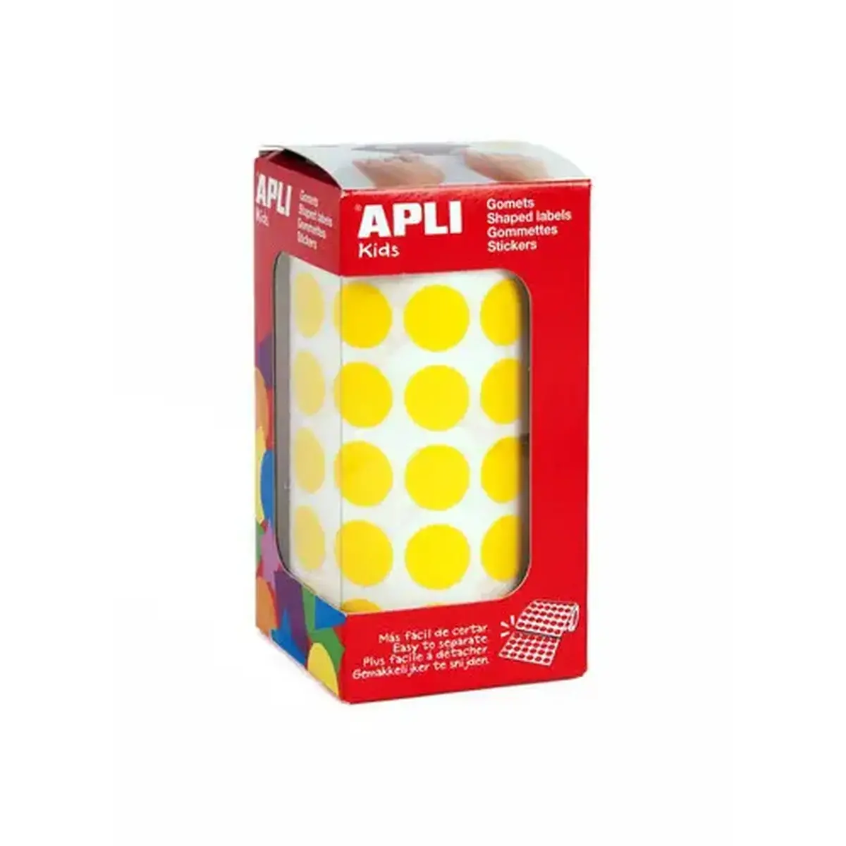 Rouleau gommettes rondes &Oslash; 15 mm jaunes photo du produit