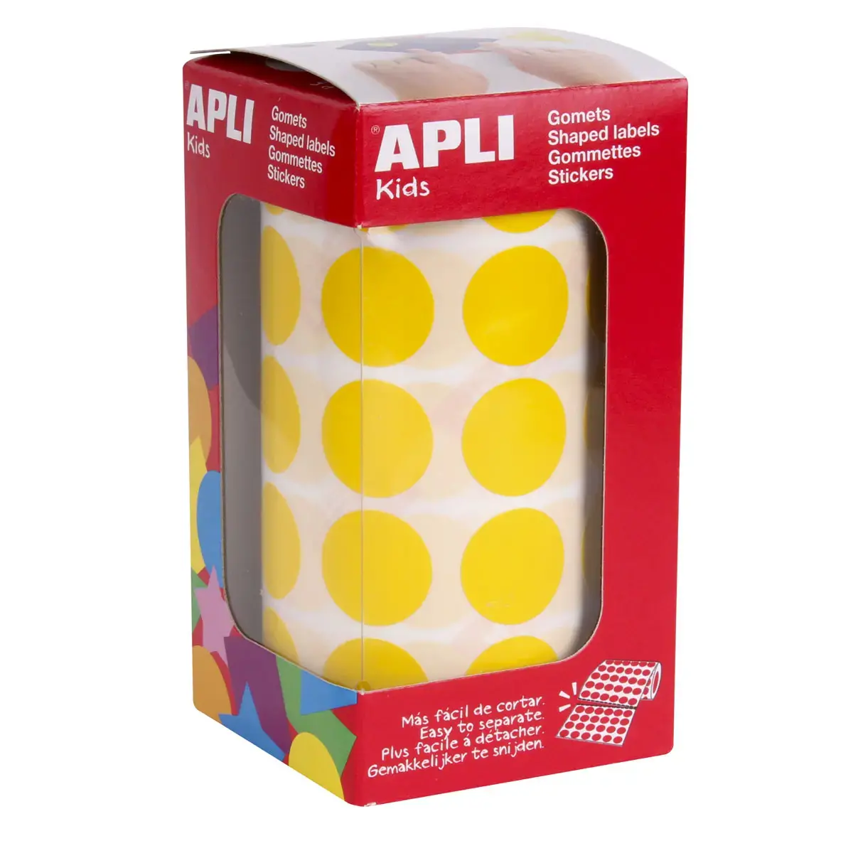 Rouleau gommettes rondes &Oslash; 20 mm Jaunes - Apli photo du produit