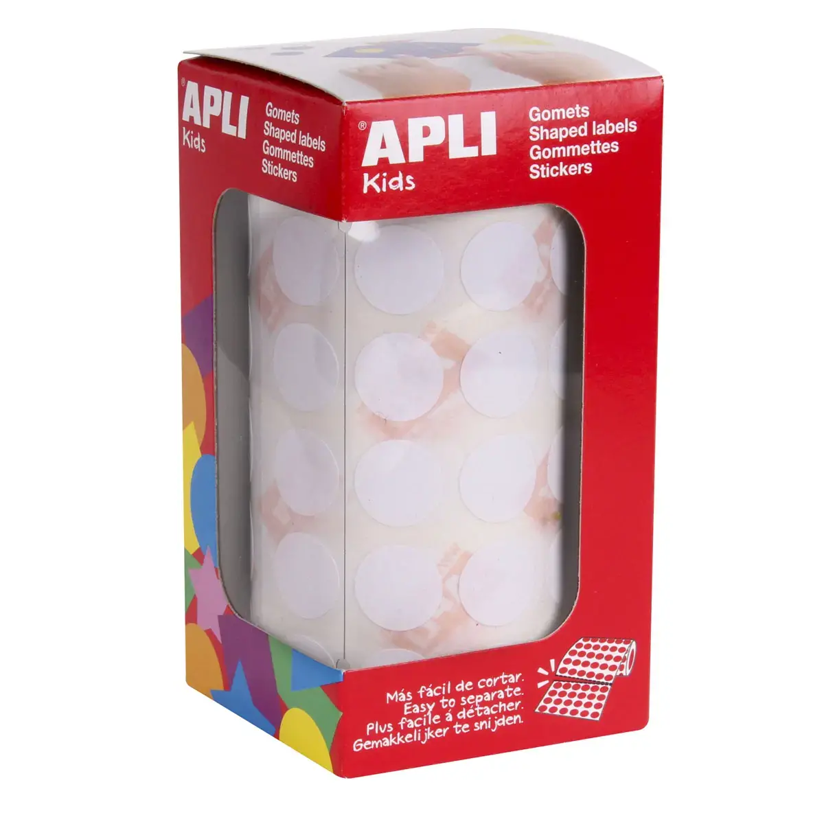 Rouleau gommettes rondes Ø 15 mm Blanches - Apli photo du produit