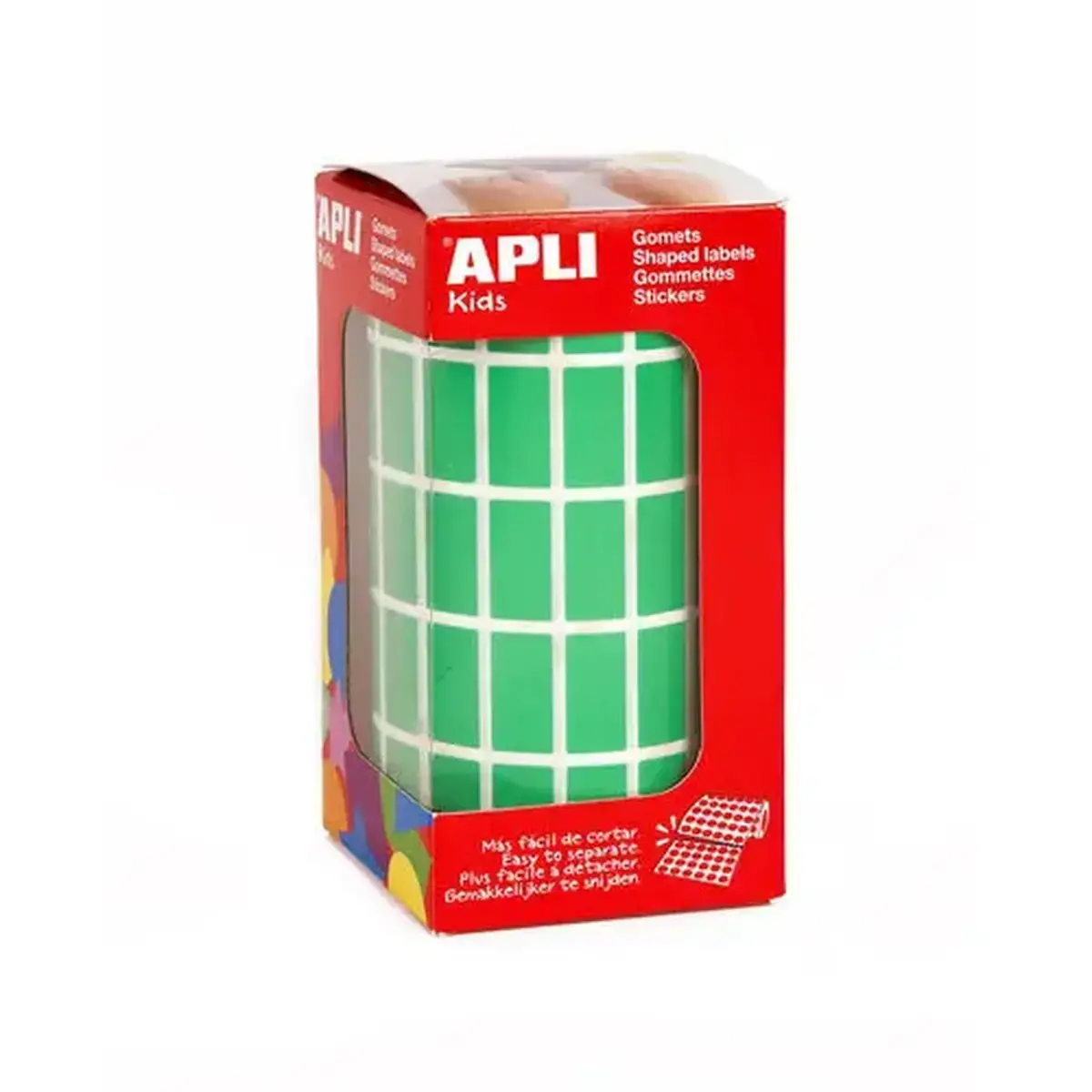 Rouleau gommettes rectangulaires 20 x 10 mm vertes photo du produit