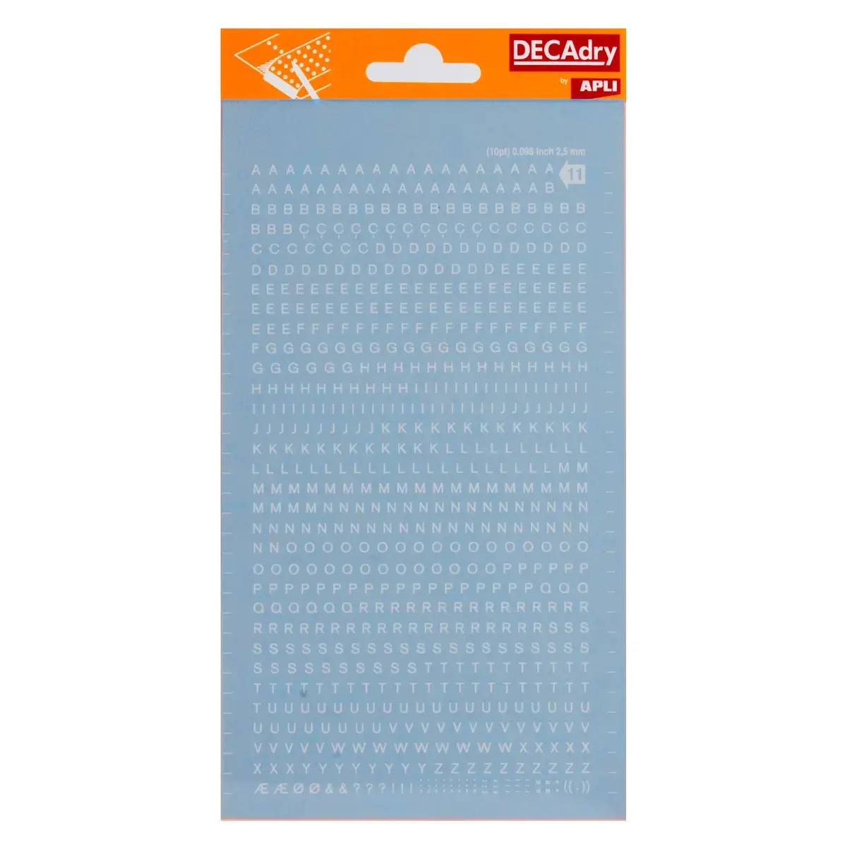 Lettres transfert majuscules blanches 2,5 mm 730 caractères - Apli photo du produit