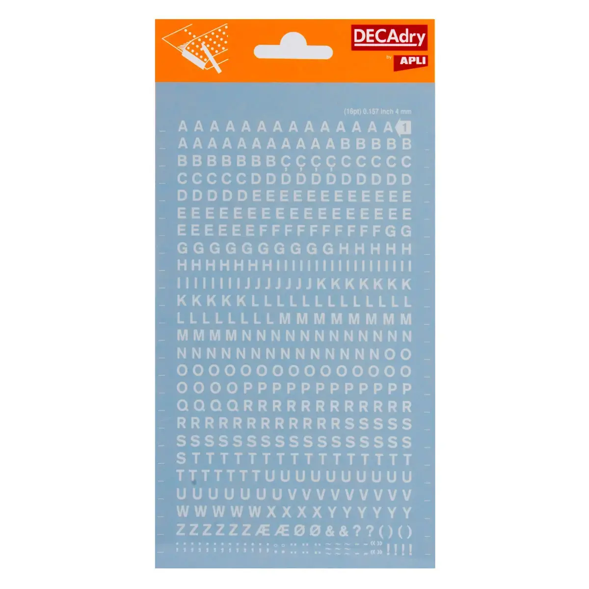 Lettres transfert majuscules blanches 4 mm 470 caract&egrave;res photo du produit