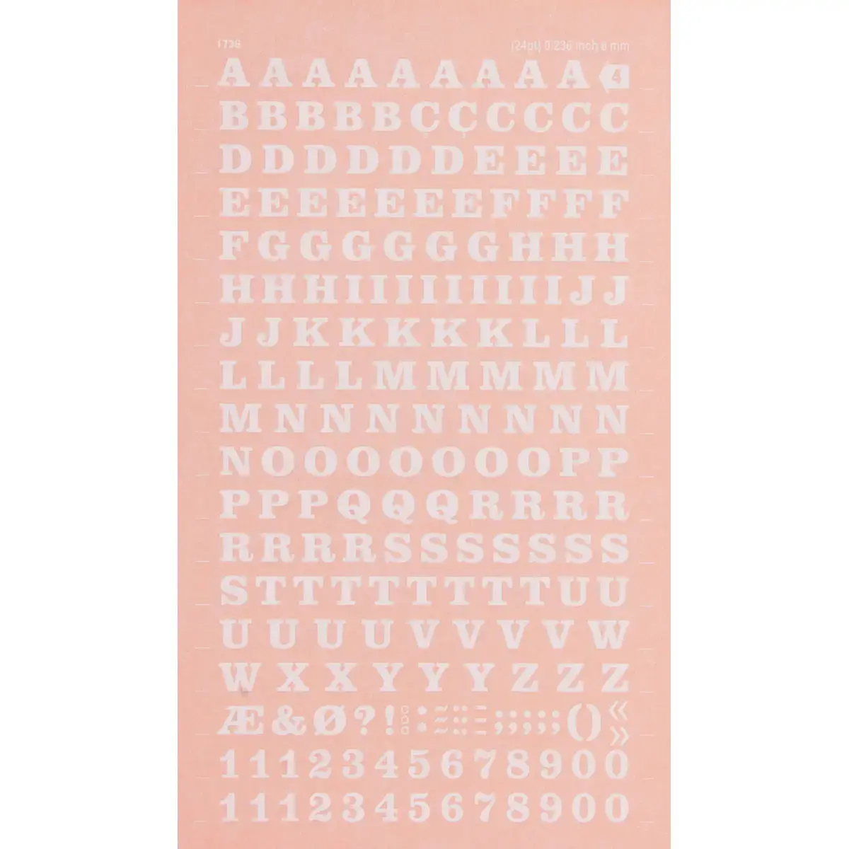 Lettres et chiffres transfert blancs 6 mm 214 caractères photo du produit