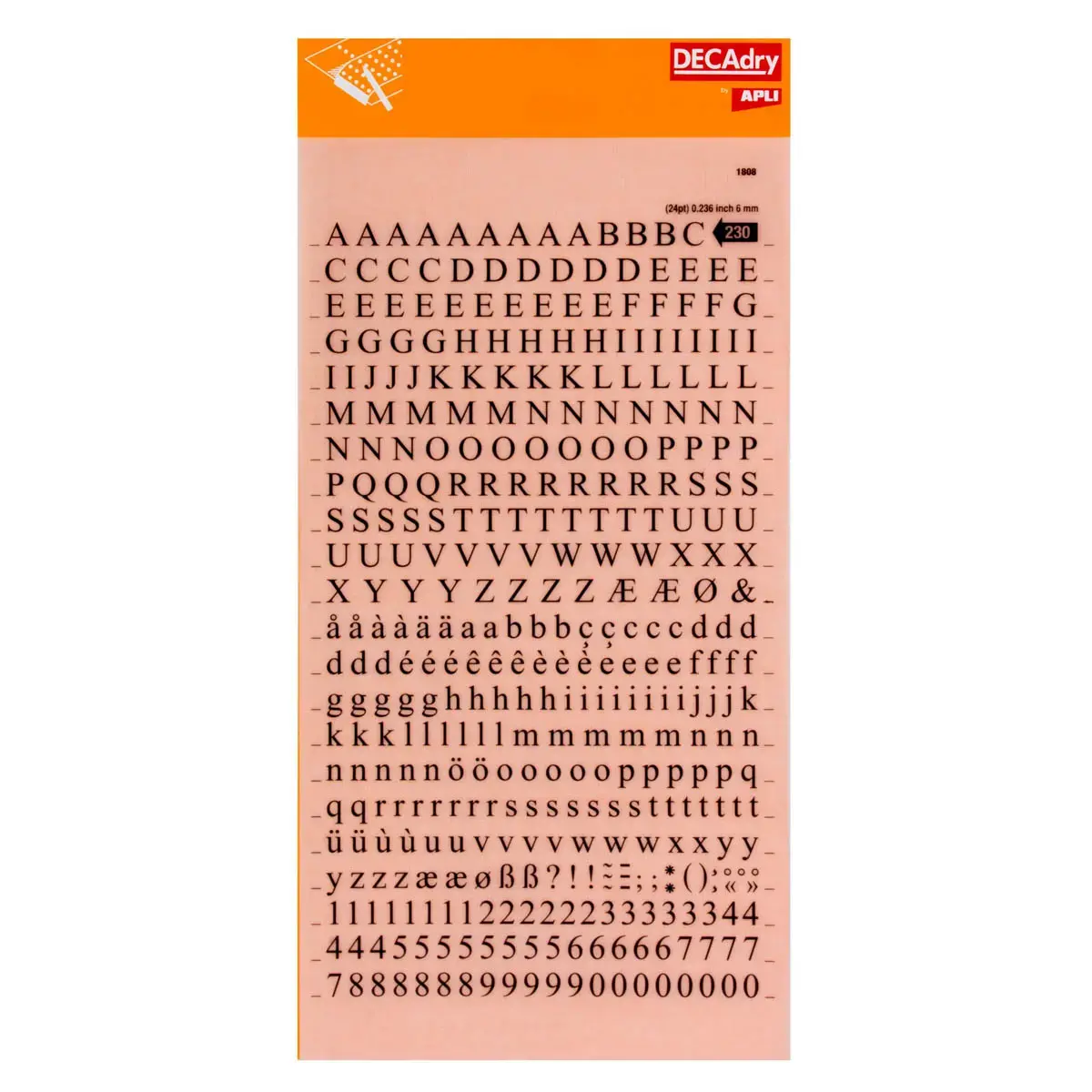 Lettres et chiffres transfert noirs 6 mm 390 caract&egrave;res photo du produit