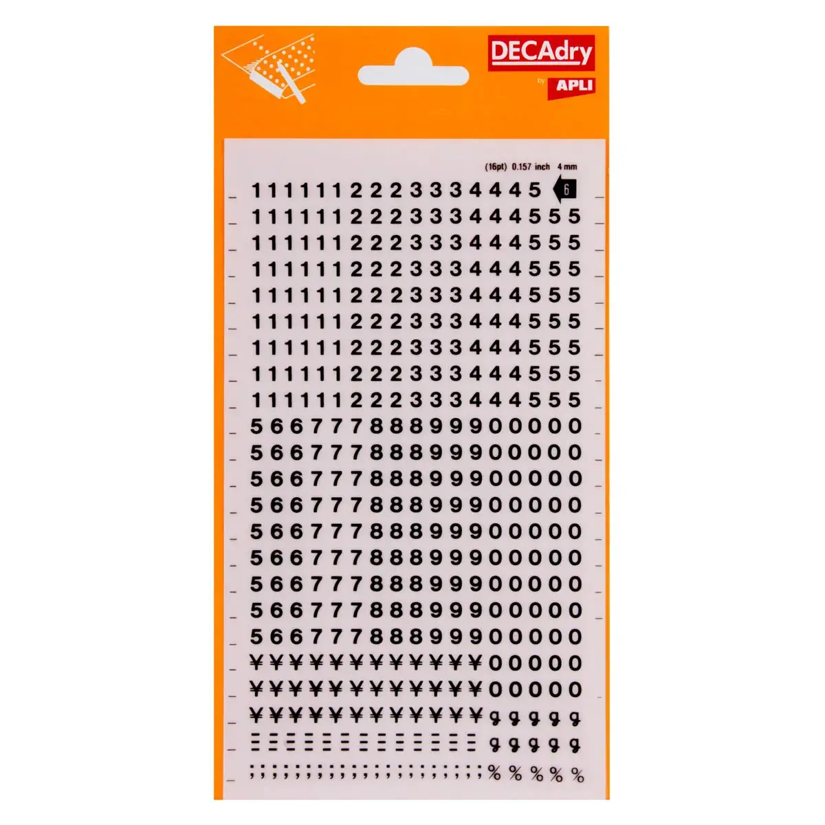 Chiffres transfert noirs 4 mm 420 caract&egrave;res - Apli photo du produit