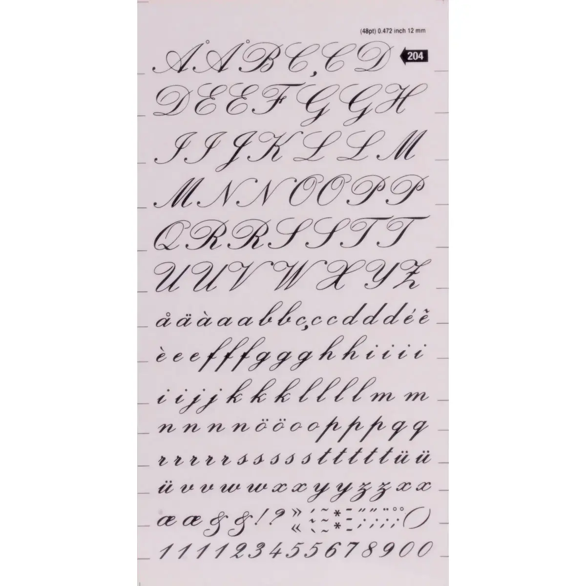 Lettres et chiffres transfert noirs 12 mm 179 caractères - Apli photo du produit