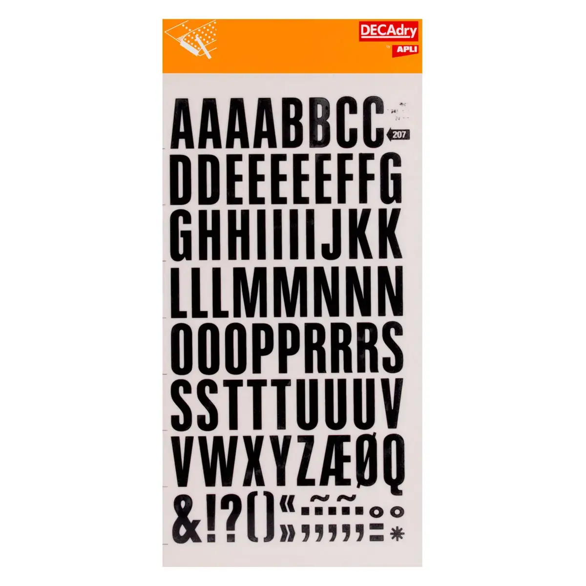 Lettres transfert majuscules noires 24 mm 86 caractères - Apli photo du produit