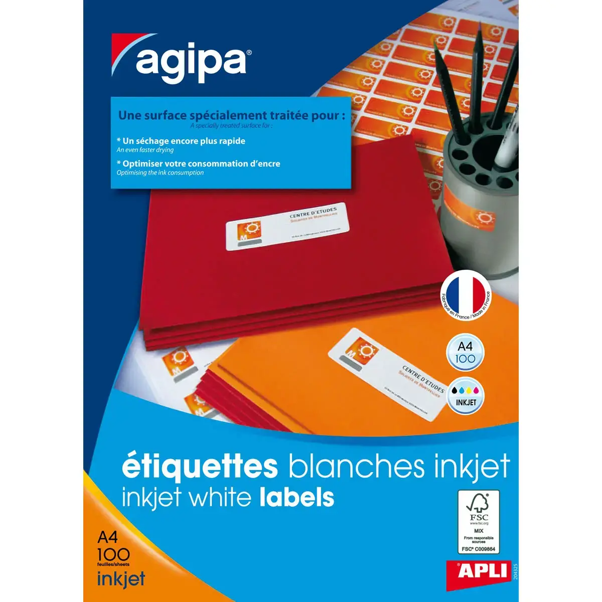Etiquettes jet d'encre blanches permanentes 99,1 x 57,0 mm 100 feuillesles - Apli photo du produit