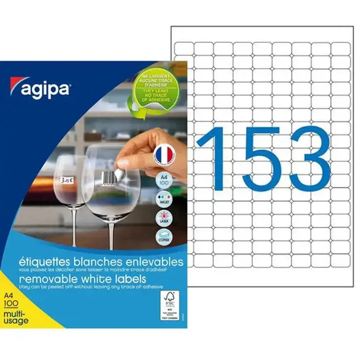Etiquettes blanches enlevables 22x16 mm 100 feuilles photo du produit