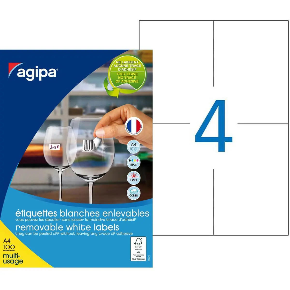 Etiquettes blanches enlevables 105x148 mm 100 feuilles photo du produit