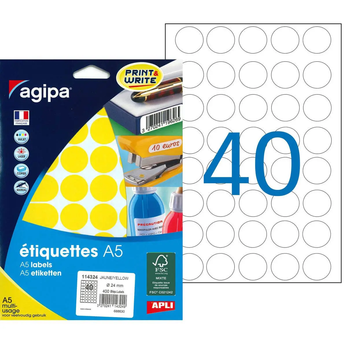 Pastilles jane multi-usage Ø 24 mm 10 feuilles photo du produit