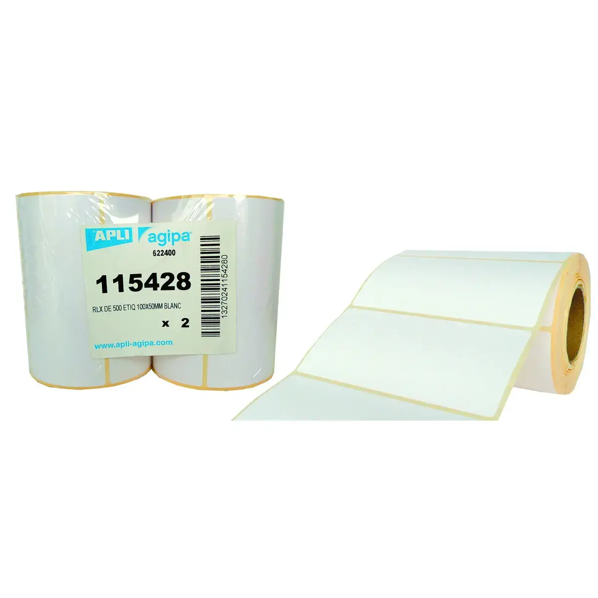 Rouleau de 500 &eacute;tiquettes blanches photo du produit