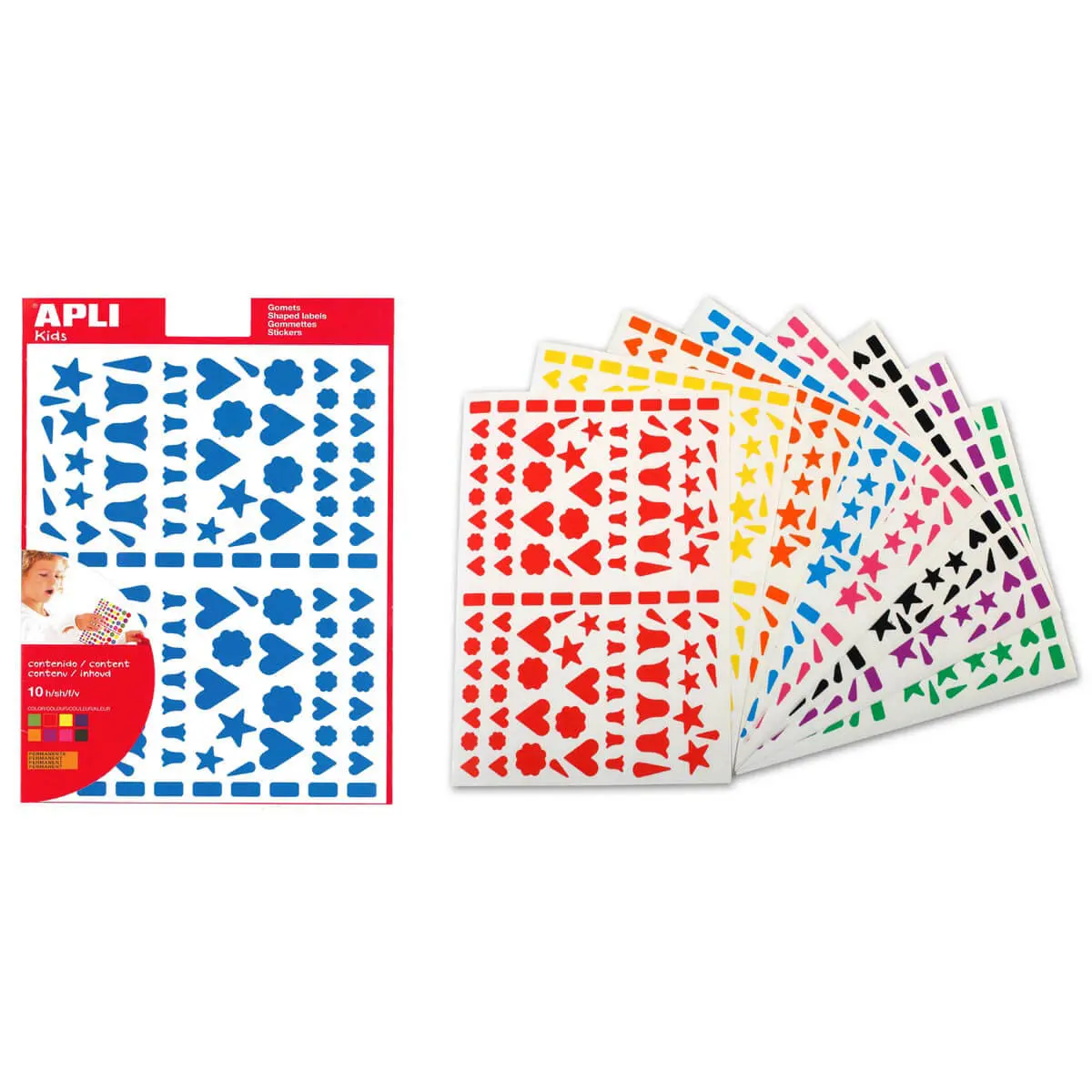 Coeurs / clochettes couleurs assorties 10 feuilles photo du produit