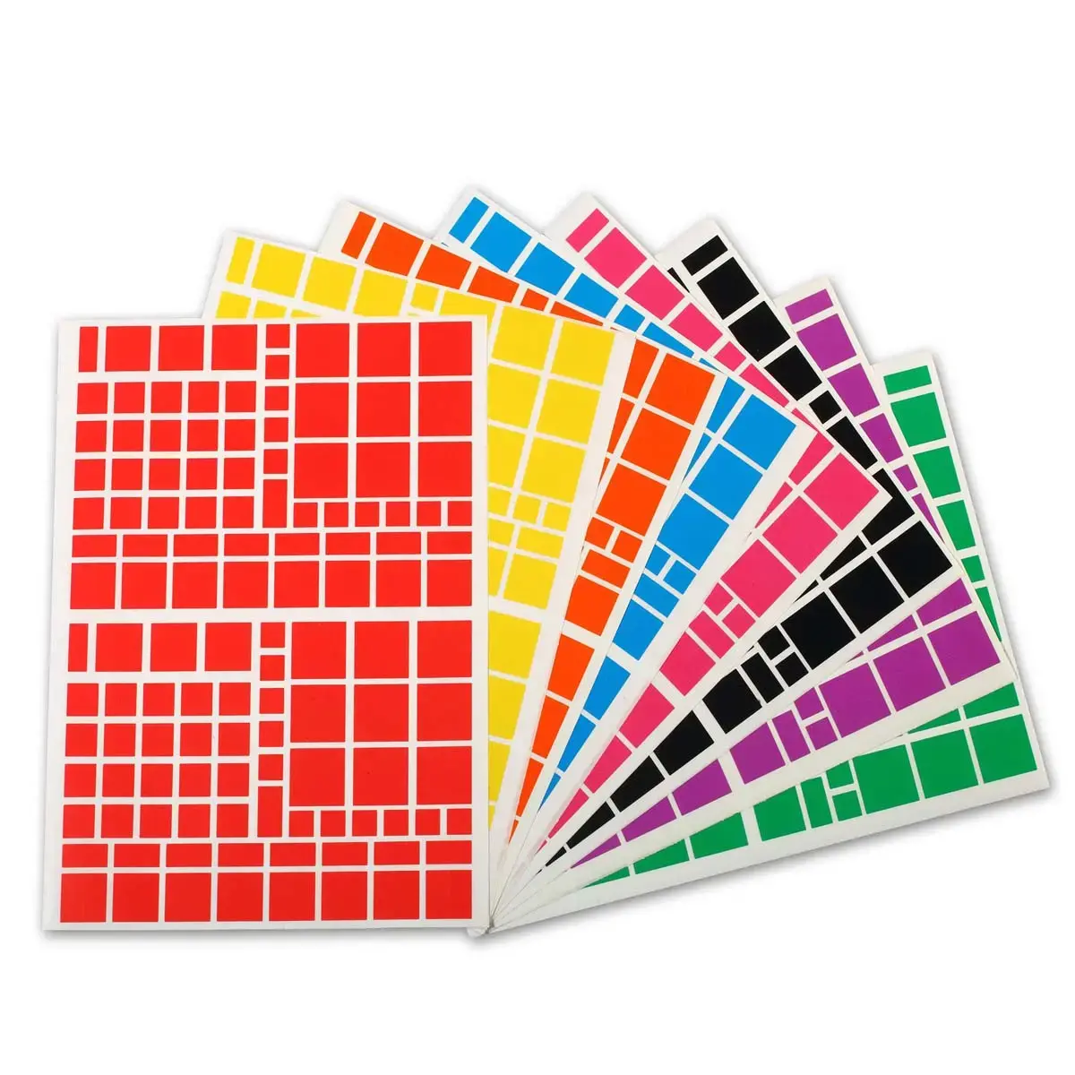 Gommettes enlevables carrés de couleurs assorties 18 feuillesles - Apli photo du produit