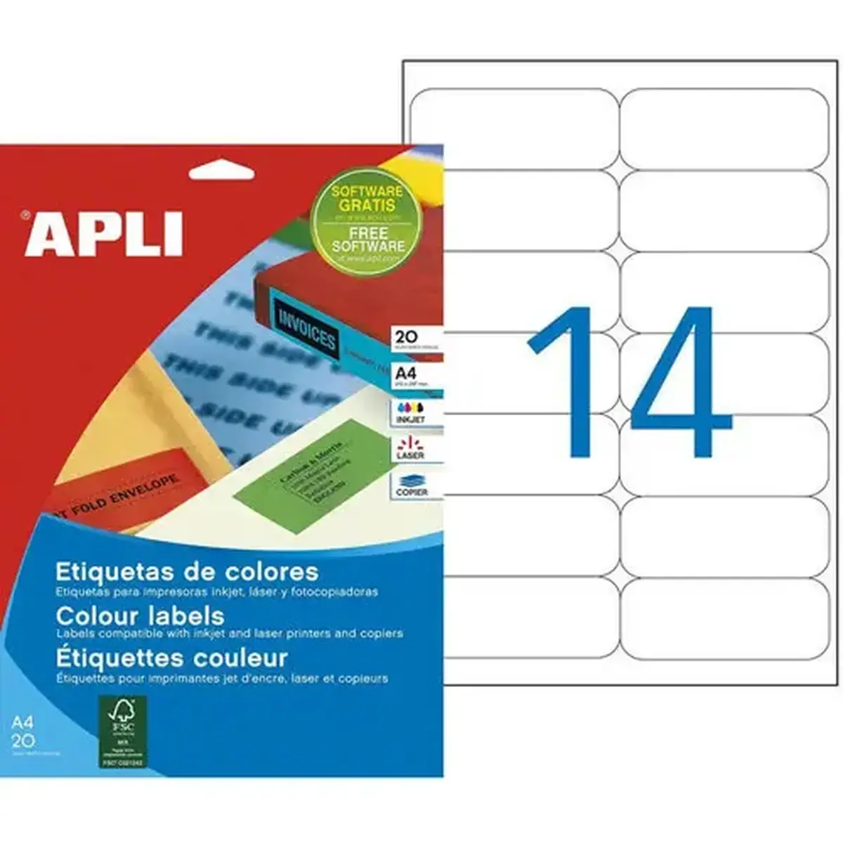 Etiquettes multi usage vert 99x38,1 mm 20 feuilles photo du produit