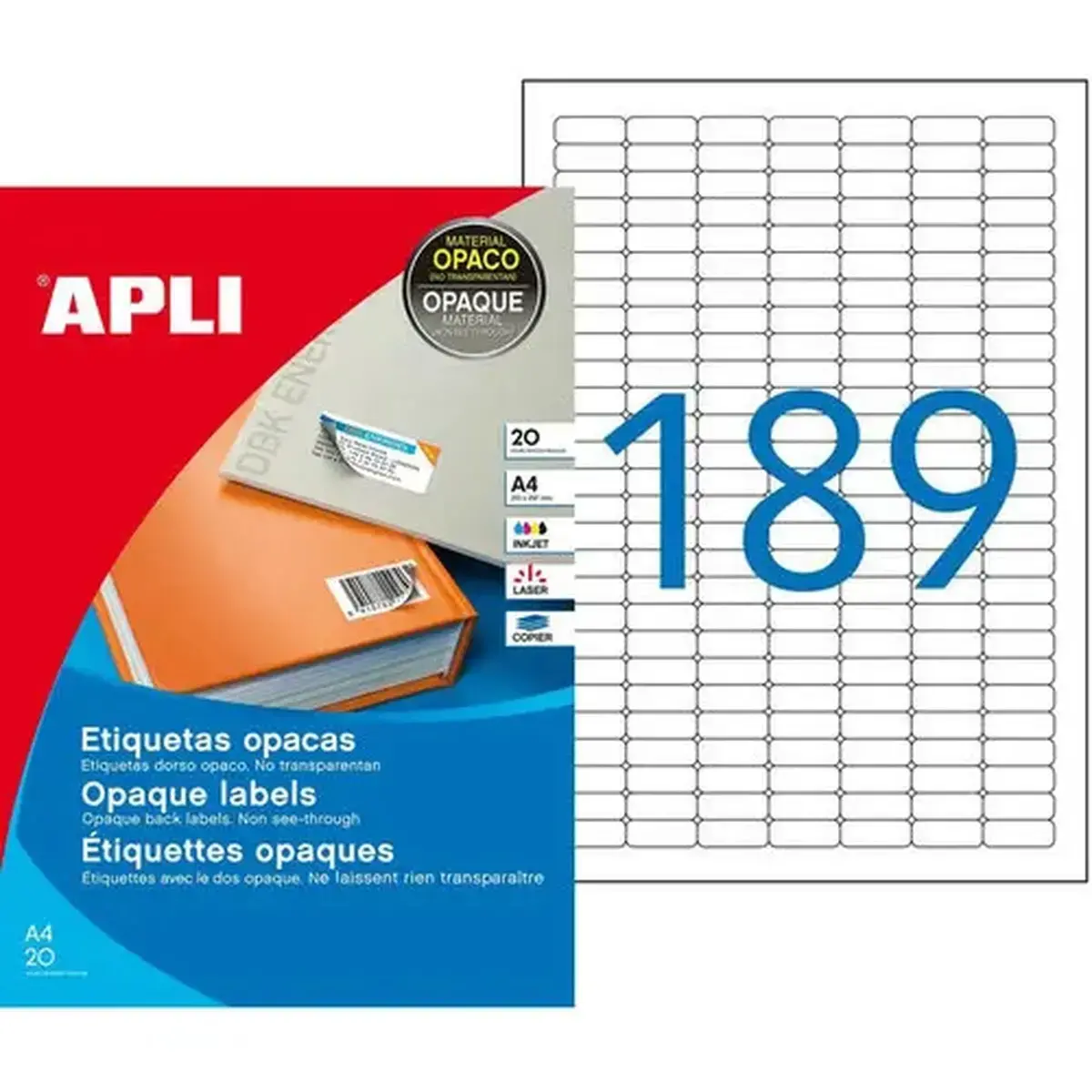 &Eacute;tiquettes blanches opaques 25,4 x 10,0 mm 20 feuilles photo du produit