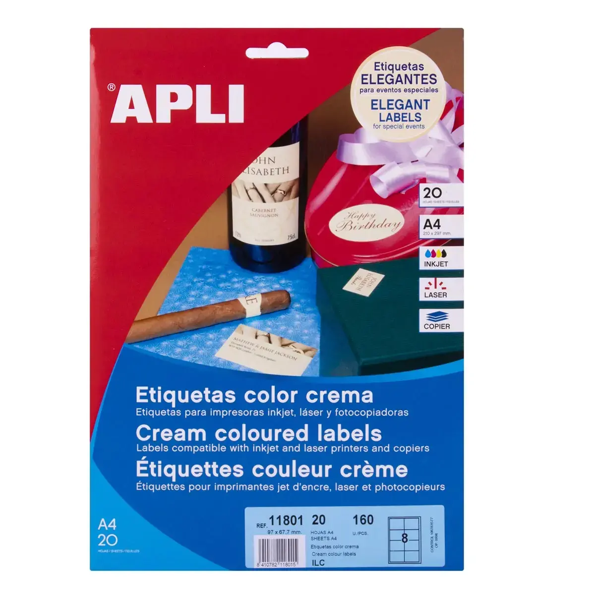&Eacute;tiquettes cr&egrave;me permanentes 97,0 x 67,7 20 feuilles photo du produit