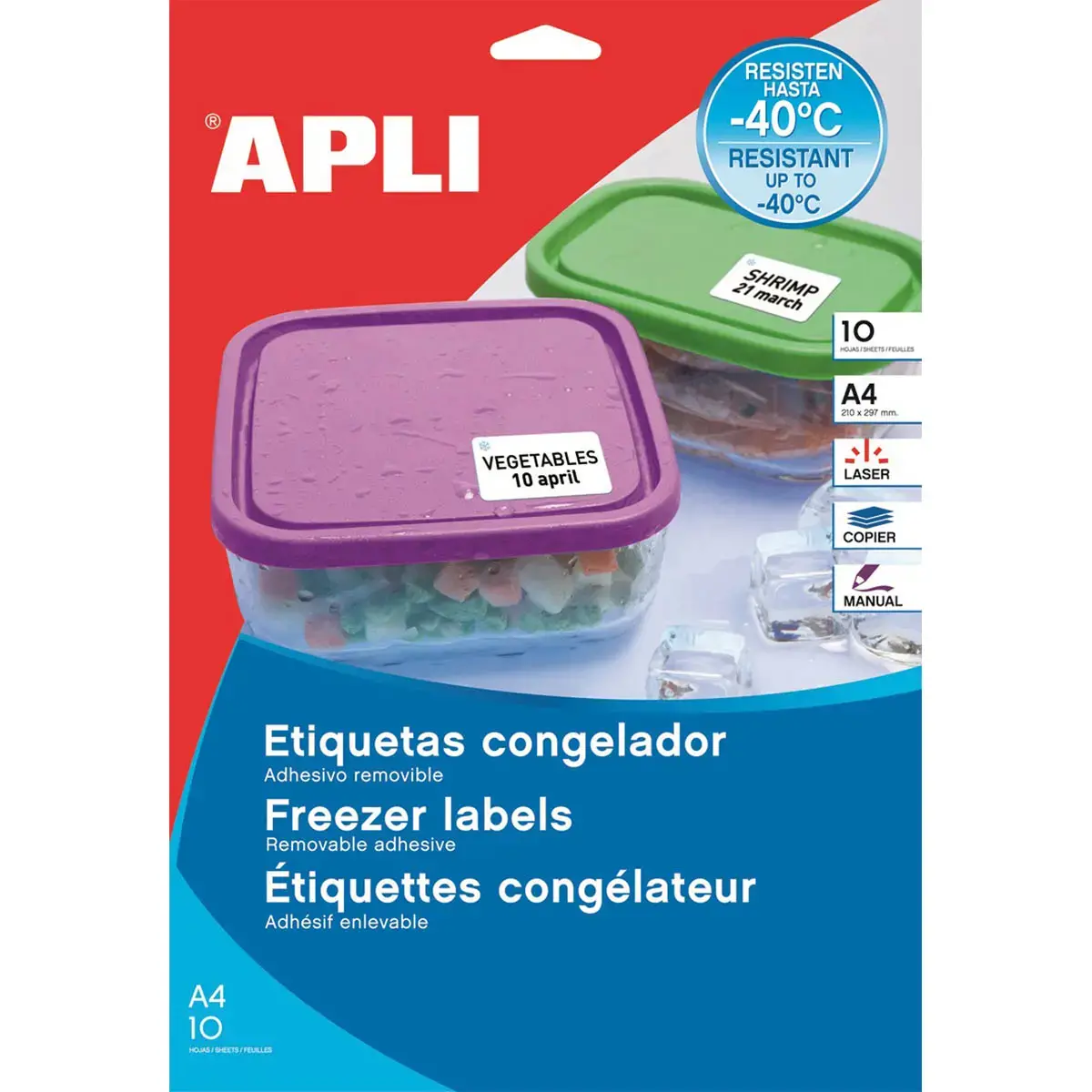Etiquettes congélateur adhésif enlevable 38,1X21,1 mm 10 feuilles photo du produit