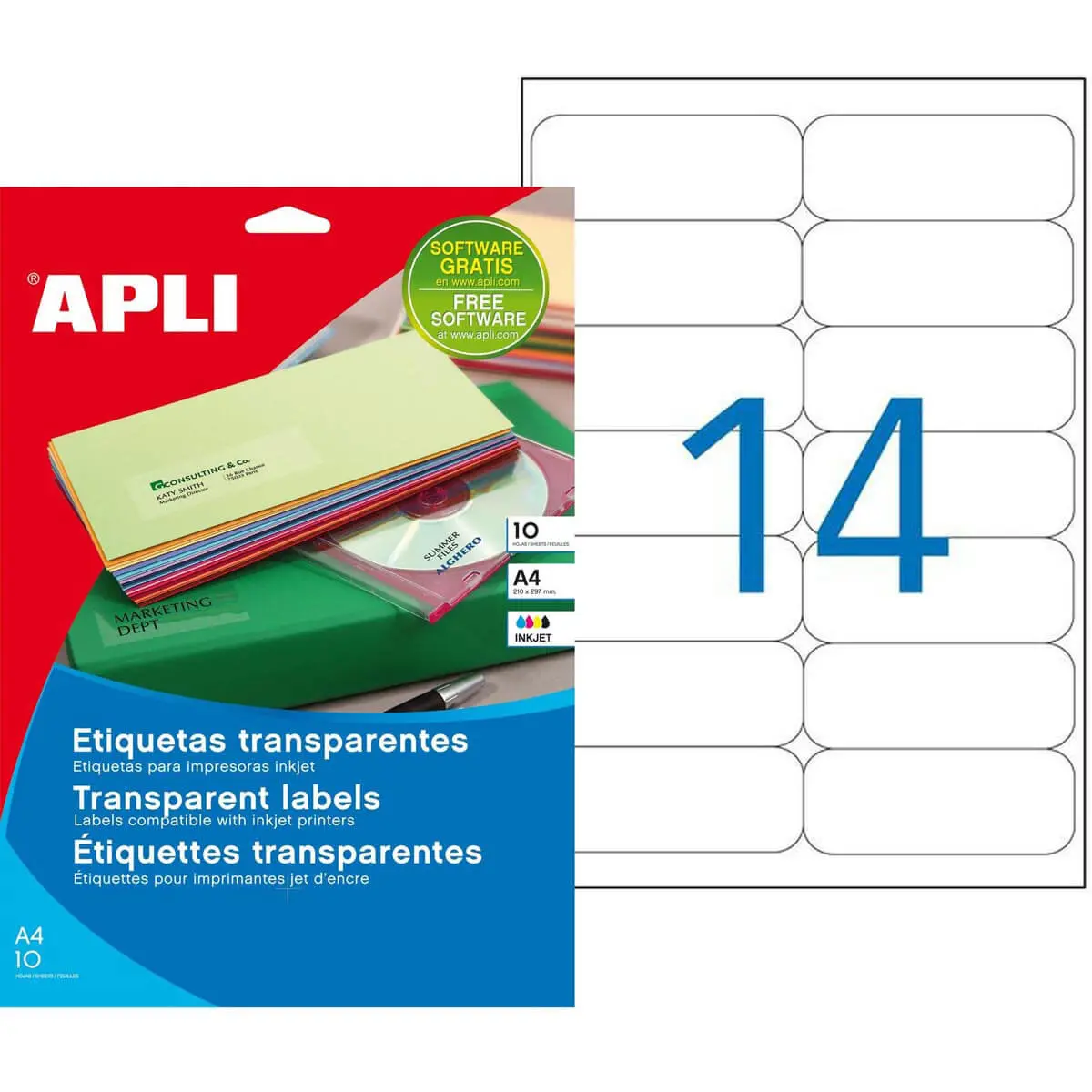 Étiquettes transparentes permanentes 99,1 x 38,1 mm 10 feuilles photo du produit