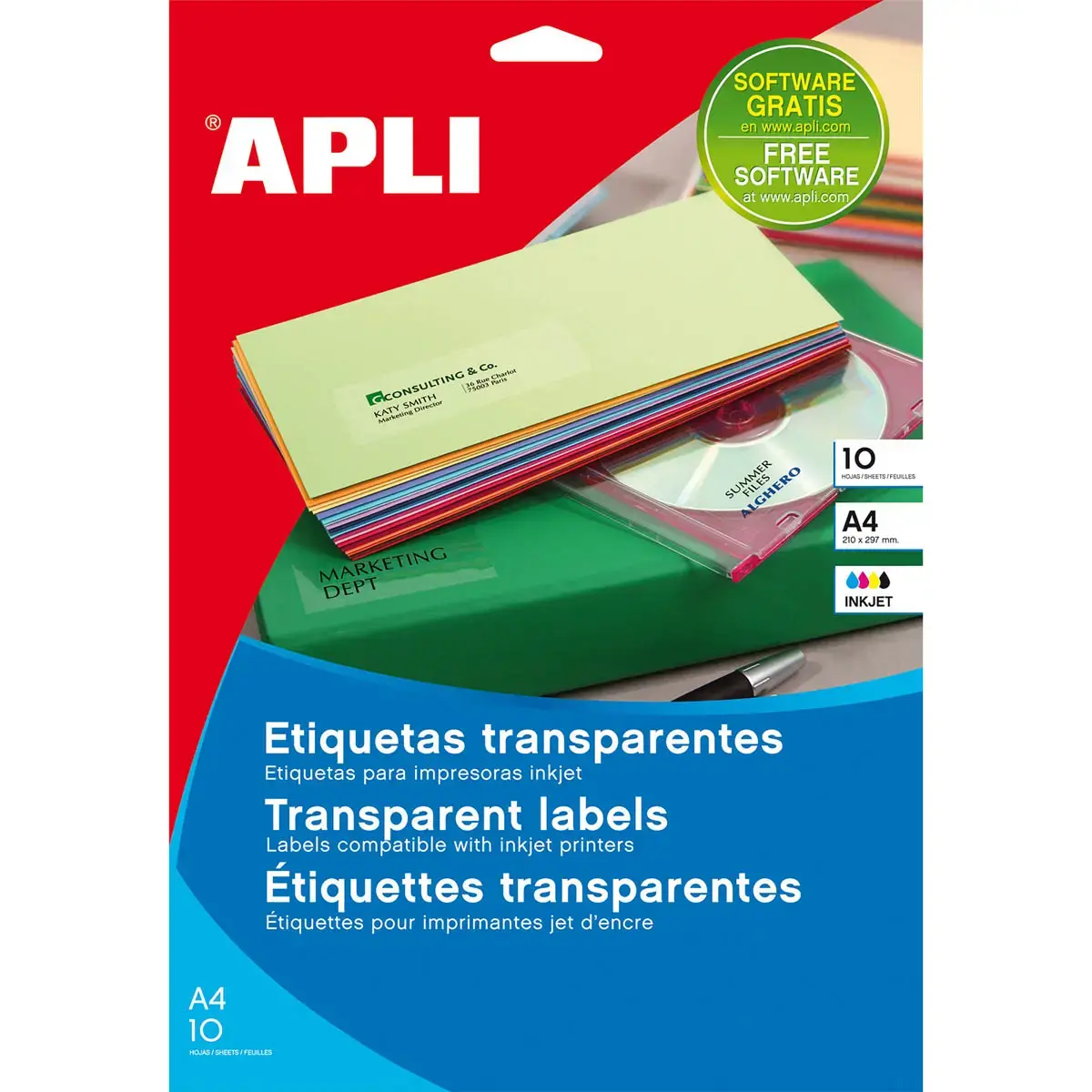 Étiquettes transparentes permanentes 105,0 x 148,0 mm 10 feuilles photo du produit