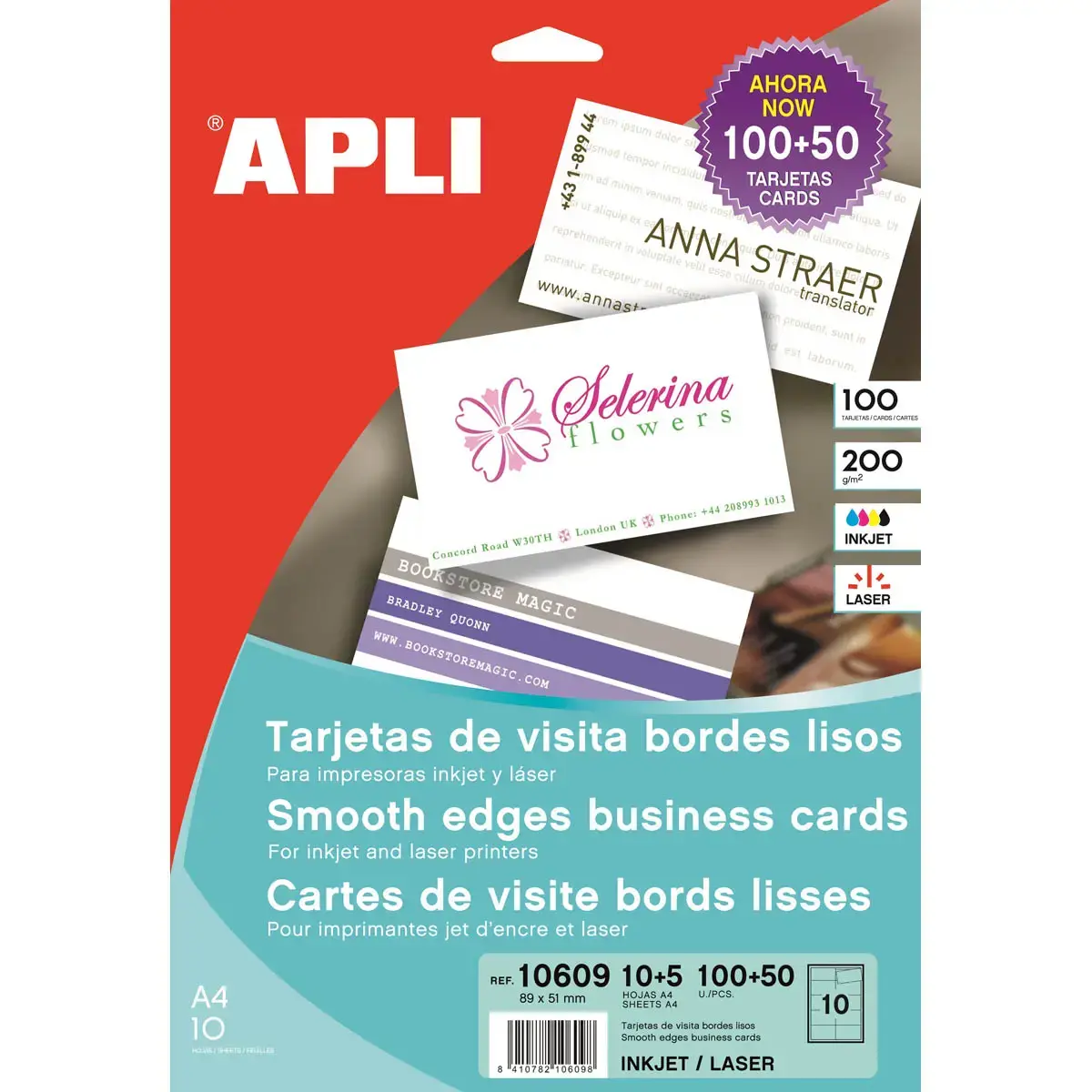 Cartes de visite bords droits mates 200 g 15 feuilles photo du produit