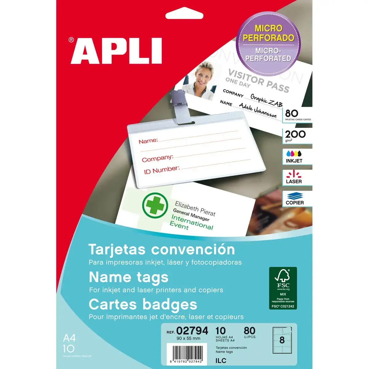 Cartes pour convention microperforées 200 g 10 feuilles photo du produit