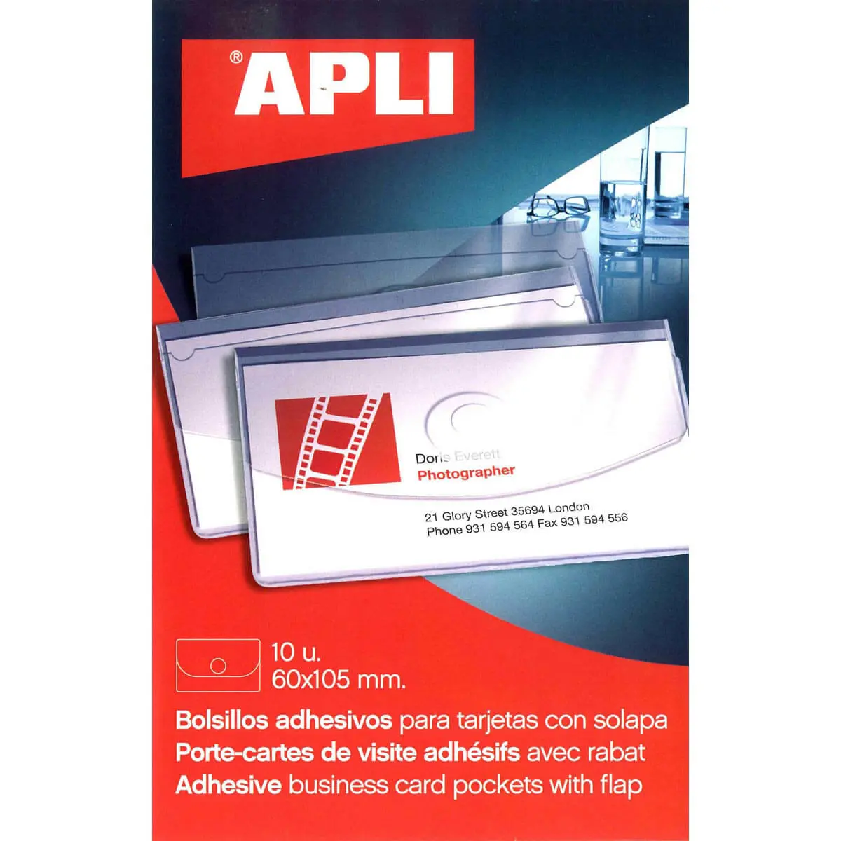 Pochettes autocollantes pour cartes de visite avec rabat 10 u. photo du produit