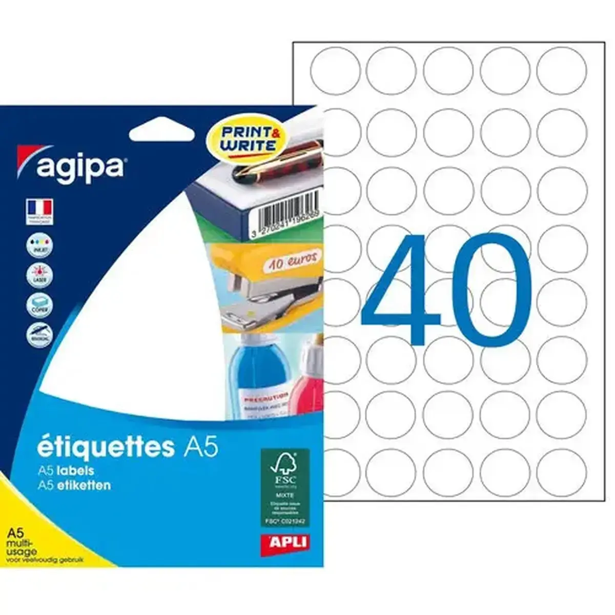 Pastilles blanches multi usage &Oslash; 24 mm 16 feuilles photo du produit