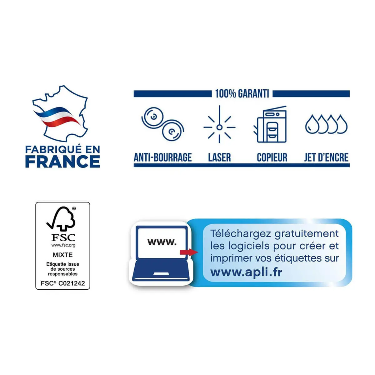 Etiquettes blanches permanentes 63,5 x 33,9 mm 25 feuilles photo du produit