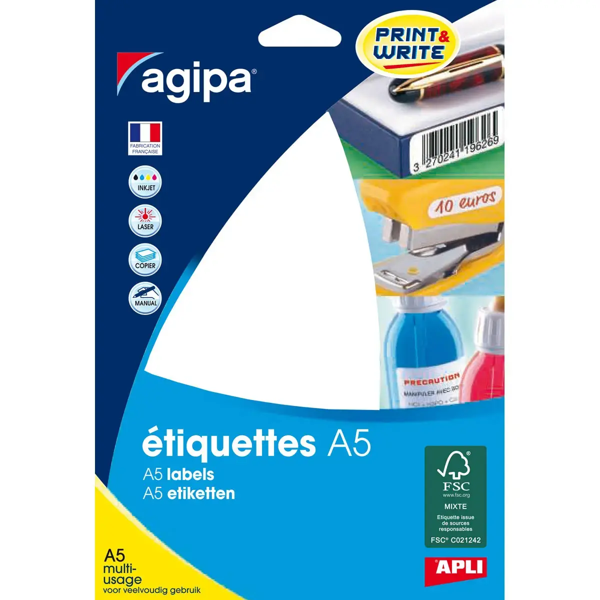 Etiquettes blanches multi usage 24x24 mm 16 feuilles photo du produit
