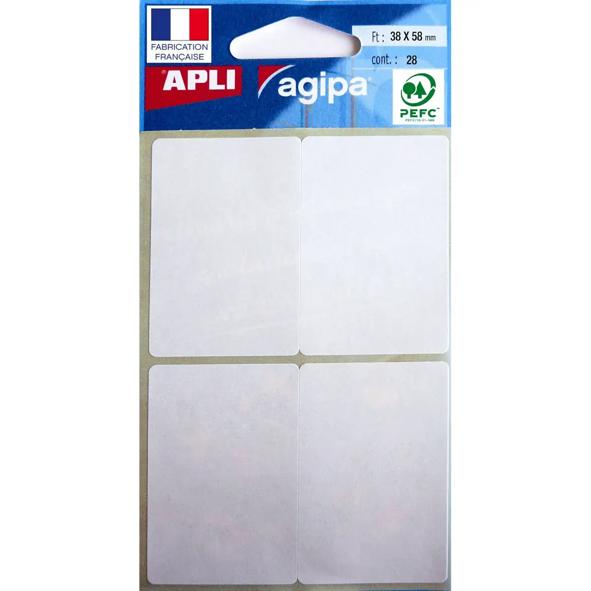 28 Etiquettes - 38 x 58 mm - Blanc - APLI photo du produit