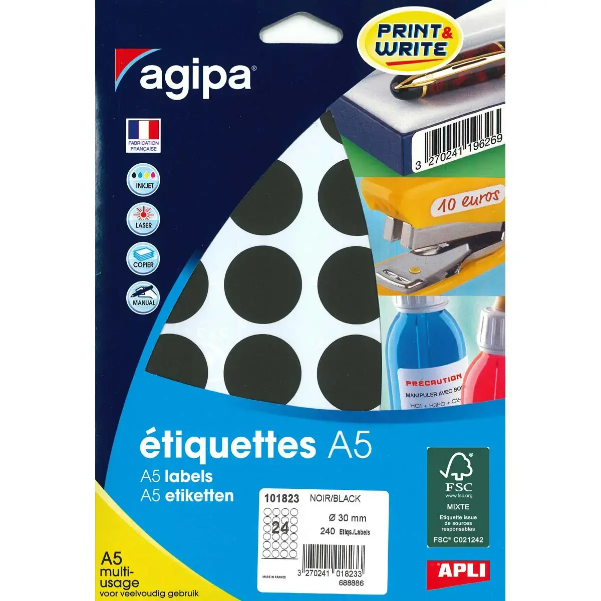 Pastilles noire multi usage Ø 30 mm 10 feuilles photo du produit