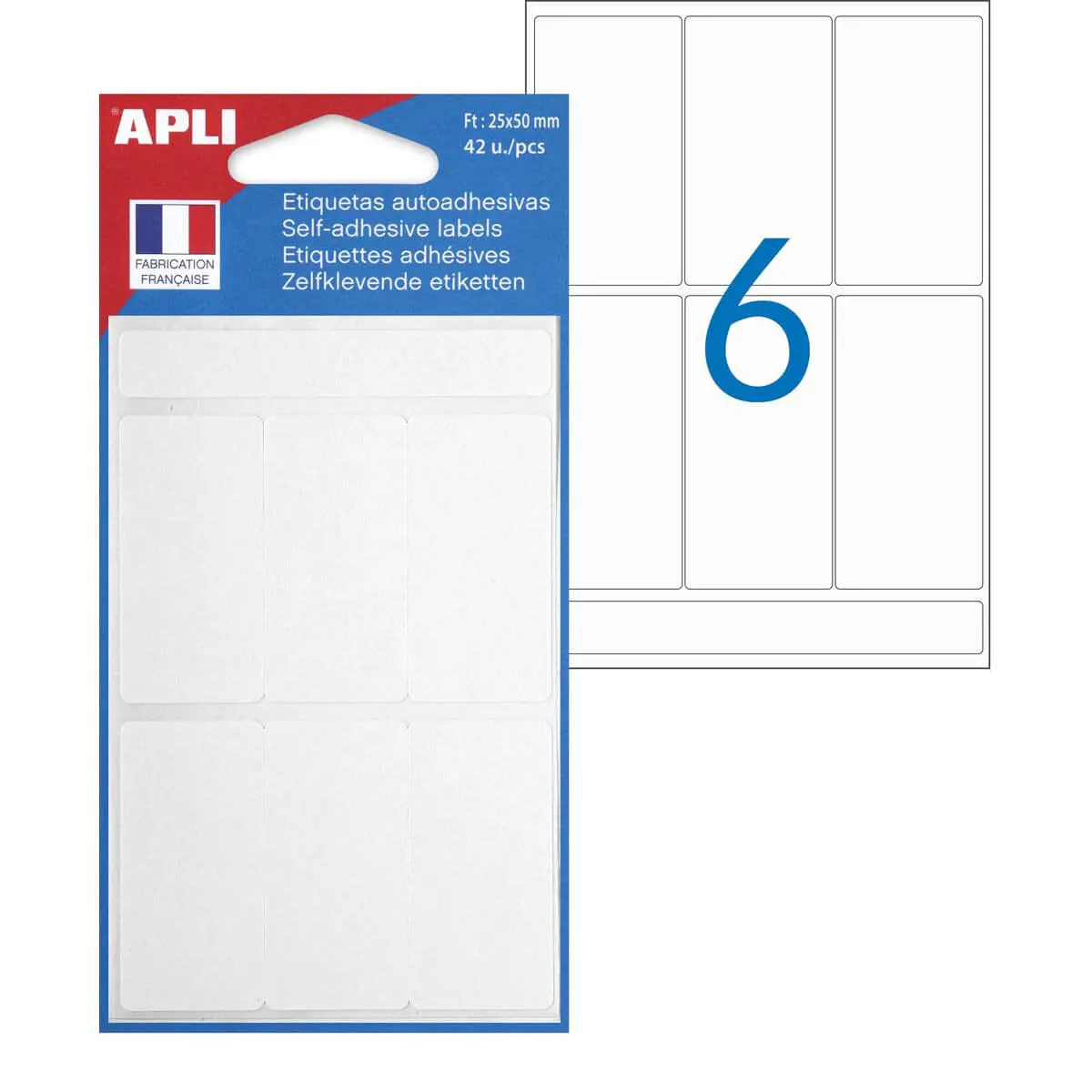 Etiquettes blanches 25x50 mm 42 u. photo du produit