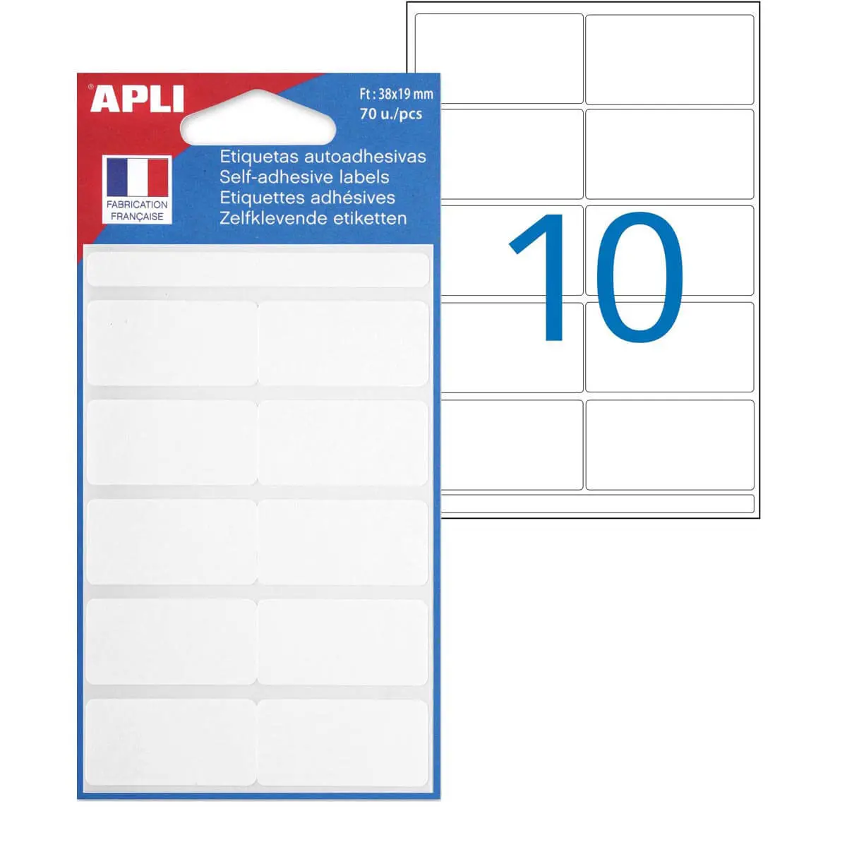 Etiquettes blanches 38x19 mm 70 u. photo du produit