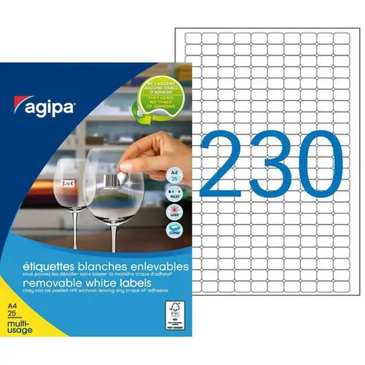 Etiquettes blanches enlevables 18x12 mm 25 feuilles photo du produit
