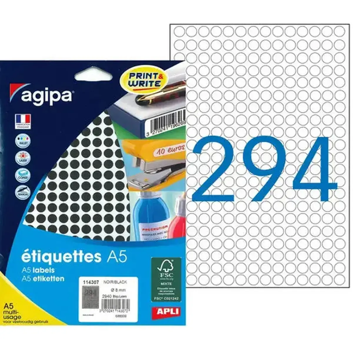 Pastilles noire multi-usage Ø 8 mm 10 feuilles photo du produit