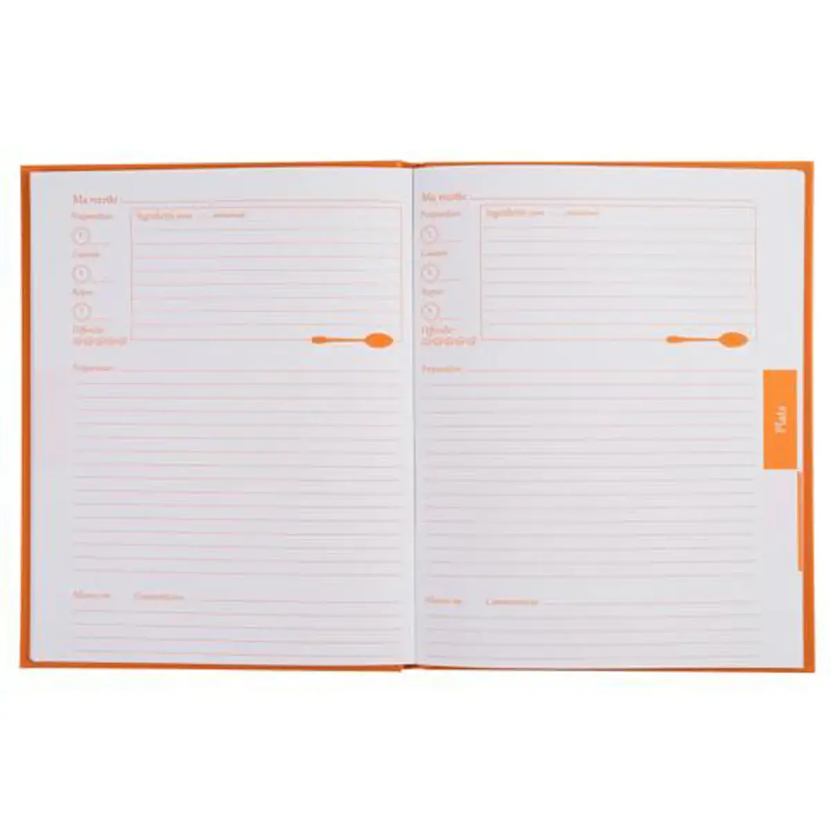 LIVRE DE RECETTES 220X170 96 P ORANGE photo du produit